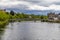 A view down the River Ness towards the Ness Bridge in Inverness, Scotland