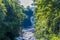 A view down the River Tees towards the High Force waterfall