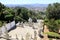 View downhill from the Shrine of Good Jesus of the Mountain Santuario Bom Jesus do Monte, panoramic view of Braga, Portugal