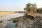 View downstream of the luangwa river near the national park in zambia