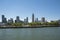 View of downtown Cleveland from Great Lake Erie on a summer sunny day.