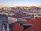View of downtown Lisbon, the Baixa with national theatre. Portugal.