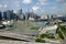 View of downtown Singapore from the cab of the Ferris wheel