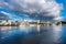 View of downtown Valdivia across the Calle Calle River, Chile