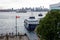 View of downtown Vancouver from North Vancouver at the SeaBus terminal at Lonsdale Quay