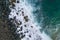 View of a drone at the  Beach,top view aerial drone photo of stunning colored sea beach