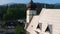 View from drone at the Church in old Polish city