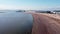 View from drone city Exmouth England and beach in the summer 2021, UK