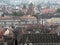 View from a drone of the city of Paris, the capital of France. The old part of the city and the roofs of the houses