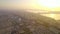 View from the drone of a city on the shore of the Mediterranean sea.