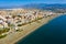 View from drone of coastal Mediterranean town of Torre del Mar, Spain