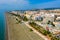 View from drone of coastal Mediterranean town of Torre del Mar, Spain