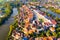 View from drone of Czech town of Telc