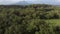 View from the drone of the forest and volcanoes