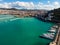 View from drone of Kusadasi on Turkey Aegean coast