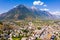 View from drone of Martigny city, Switzerland