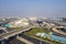 View of a Dubai international Airport, terminal 3. Terminal 3 metro station. Airport road. UAE