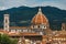 View of the Duomo of Florence with its characteristic dome designed by Brunelleschi