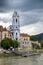 View of Durnstein town next to the Danube river