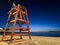 View of a dusk beach and starry sky