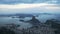 The view at dusk from corcavado towards Botafogo and Mt Sugarloaf in Rio