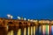 View at the Dutch Sint Servaas bridge with christmas lights in M