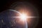 View on the Earth from space with sun flare - Elements of this i