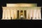 View of the eastern facade of the Lincoln Memorial illuminated at night-time