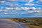 View from the Eastside pathway of the Humber Bridge, Hull, Humberside, Yorkshire.