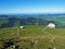 View from the Ebenalp hill in the Alpstein mountain range and in the Appenzellerland region