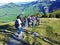 View from the Ebenalp hill in the Alpstein mountain range and in the Appenzellerland region