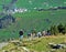 View from the Ebenalp hill in the Alpstein mountain range and in the Appenzellerland region