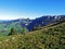 View from the Ebenalp hill in the Alpstein mountain range and in the Appenzellerland region