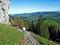 View from the Ebenalp hill in the Alpstein mountain range and in the Appenzellerland region