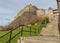 A view of Edinburgh Castle and Granny`s Green Steps backside in Edinburgh, Scotland