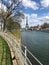 View of eiffel tower from the isle of the swans in paris