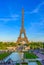 View of Eiffel Tower from Jardins du Trocadero in Paris, France.