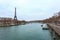 View of Eiffel Tower and sienna river in Paris, France