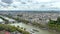 View from the Eiffel Tower on the snow-white buildings of Paris visible river Seine stadium and much more 14.04.22 Paris