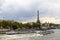 View of the Eiffeltower and the river Seine