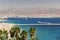 View from Eilat towards Aqaba in Jordan. Israel.