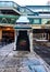 View of el train stairway and ramp to pink and green lines of Chicago`s CTA transit system, on a snowy day in winter.