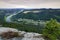 View of Elbe river from Lilienstein viewpoint, Nationalparks SÃ¤chsische Schweiz. River landscape in Germany. Summer scenery with