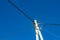 View on the electric wires on the pole