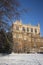 A view of the Elizabethan Wollaton Hall museum and gardens in the snow in winter in Nottingham, Nottinghamshire taken 3rd December