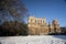 A view of the Elizabethan Wollaton Hall museum and gardens in the snow in winter in Nottingham, Nottinghamshire taken 3rd December