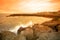 View of the embankment at sunset. Estoril, Lisbon, Portugal