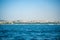 View of the embankment, water and ships in the city of Istanbul on a summer day.