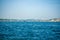 View of the embankment, water and ships in the city of Istanbul on a summer day.