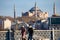 View from the empty Galata Bridge, famous for anglers. Istanbul Metropolitan Municipality banned